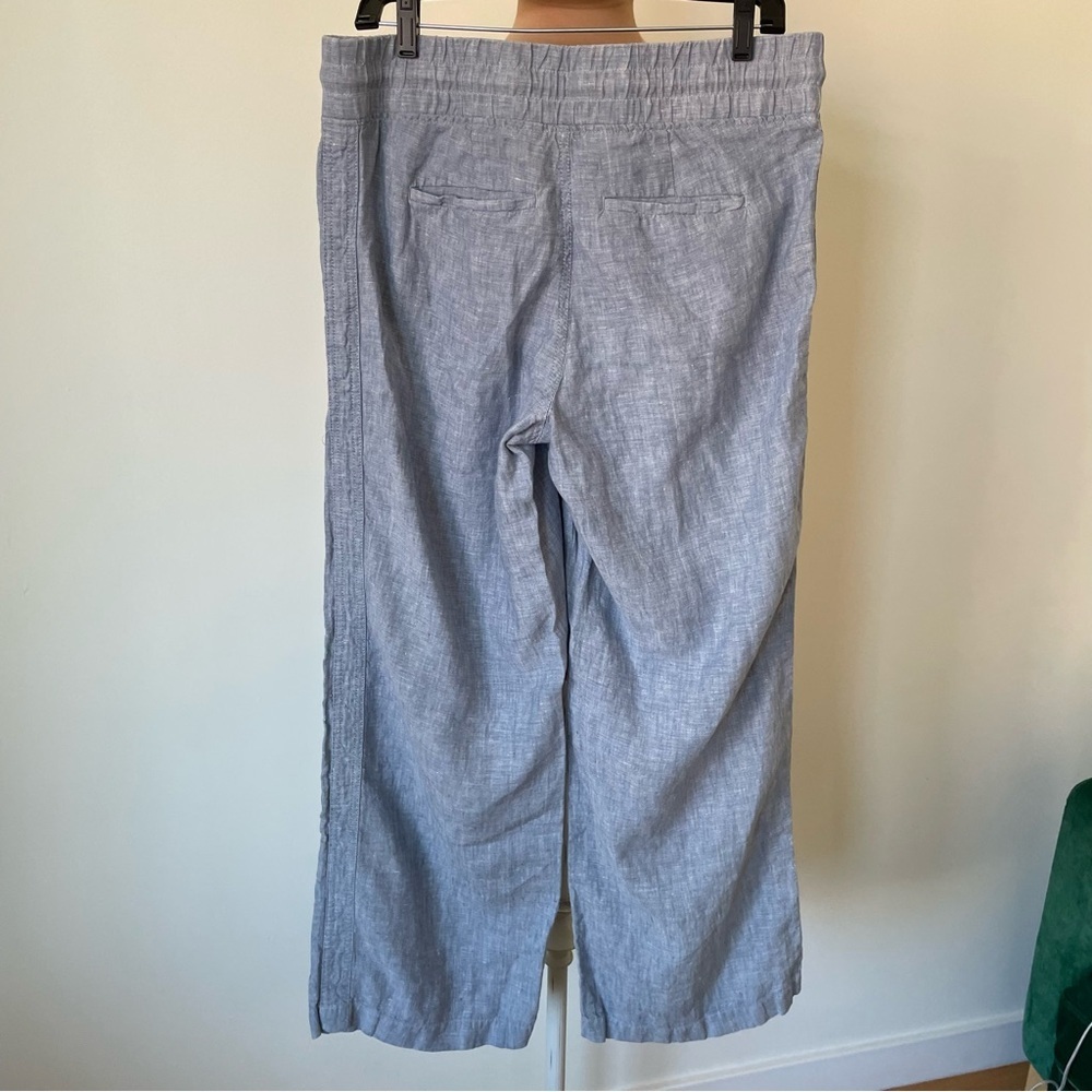Athleta Cabo Linen Wide Leg Chambray Blue Zipper Pocket Pants #447244 EUC Size 8 - Picture 6 of 12